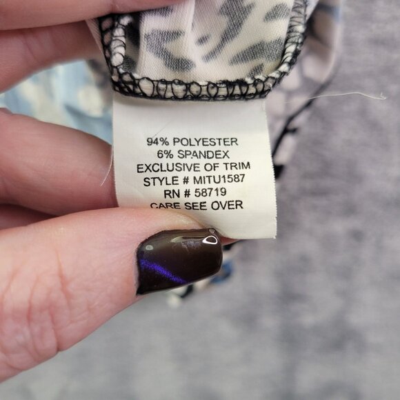 Notations Womens XL Embellished Animal Print Blue Black‎ Short Sleeve Top Vibes - Picture 9 of 11